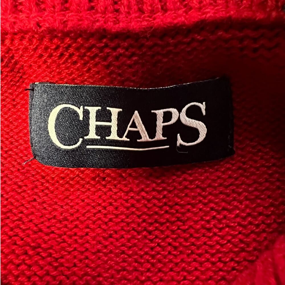 Chaps Men’s Small Red Shawl Collar Sweater Cotton Elbow Patch Preppy - Picture 4 of 8